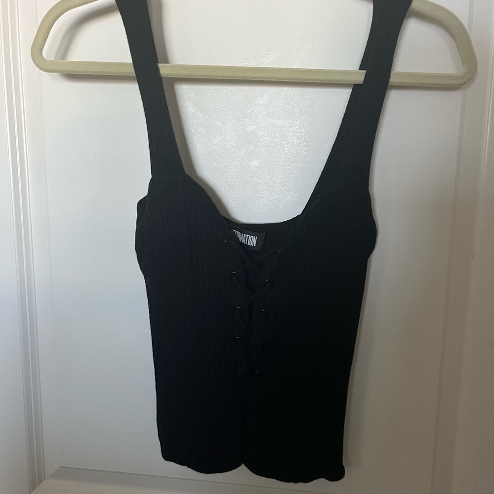 reformation cotton laceup corset tank